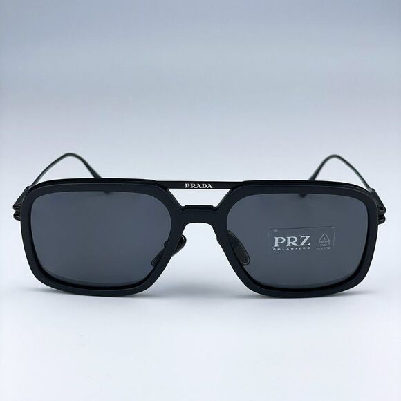 NEW Prada PR57ZS 1BO5Z1 Matte Black Polarized Grey Pilot Metal Unisex Suglasses - Picture 3 of 11